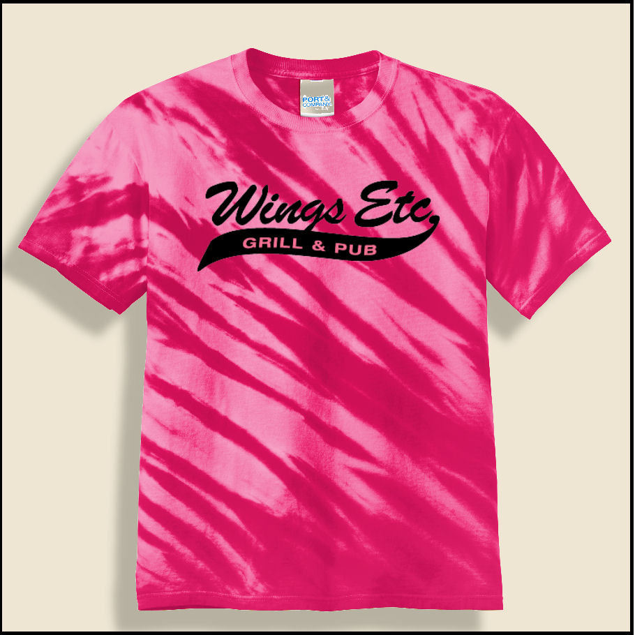 Pink Wings Etc. Tiger Stripped Tie Dyed T-Shirt